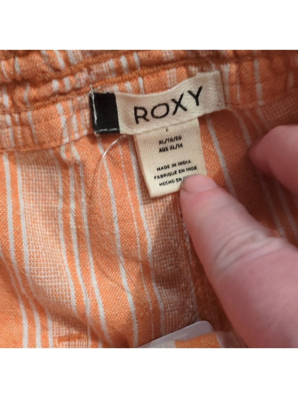 Roxy Orange And White Striped Linen Blend Pants Size XL - Picture 5 of 8